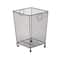 24" Black Metal Square Mesh Wire Rolling Laundry Storage Cart with Ring Handles